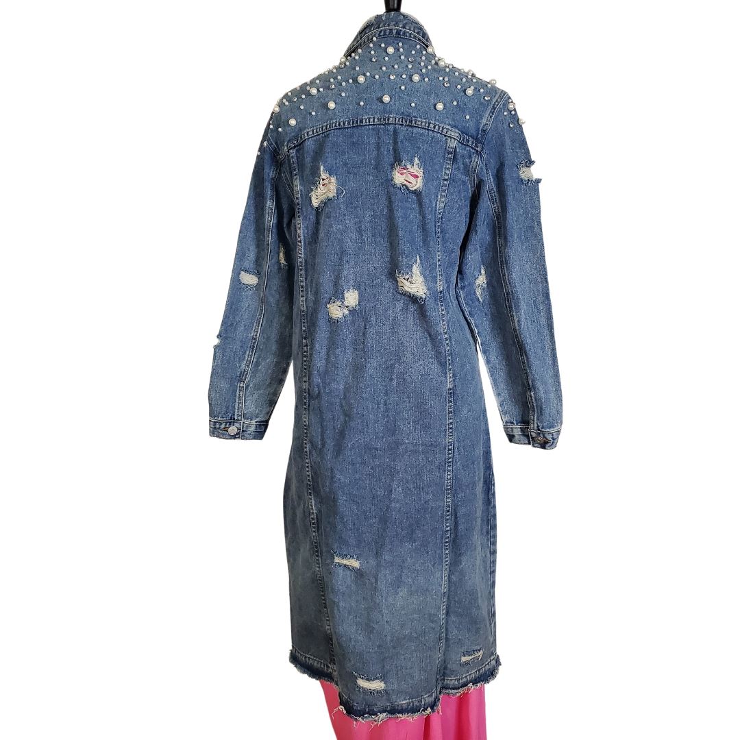 Pretty Girl Pearl Denim Duster