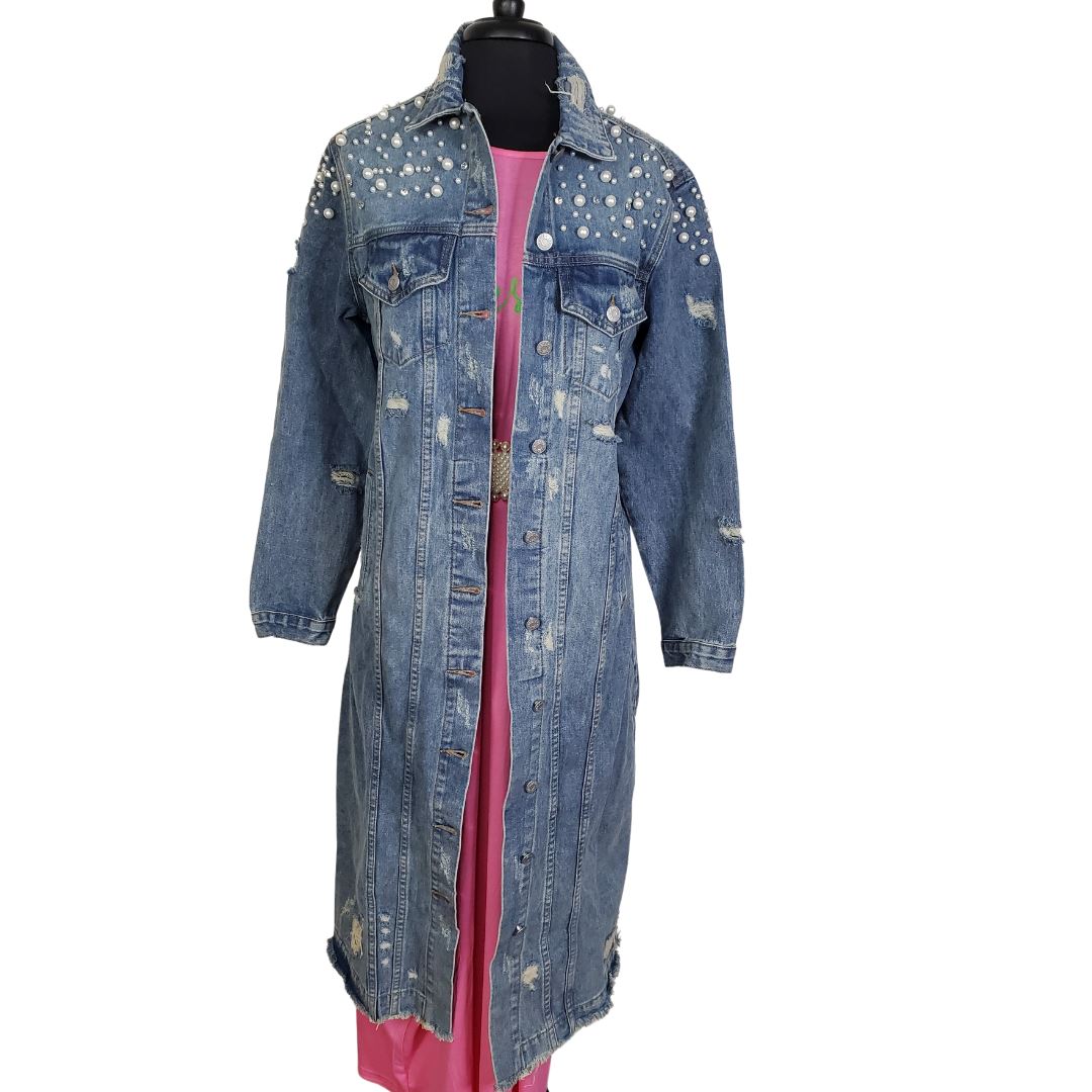 Pretty Girl Pearl Denim Duster