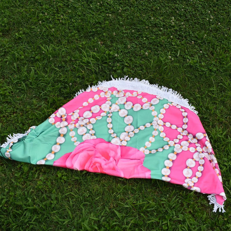 PNK Signature Pink & Green Beach Towel (Round)