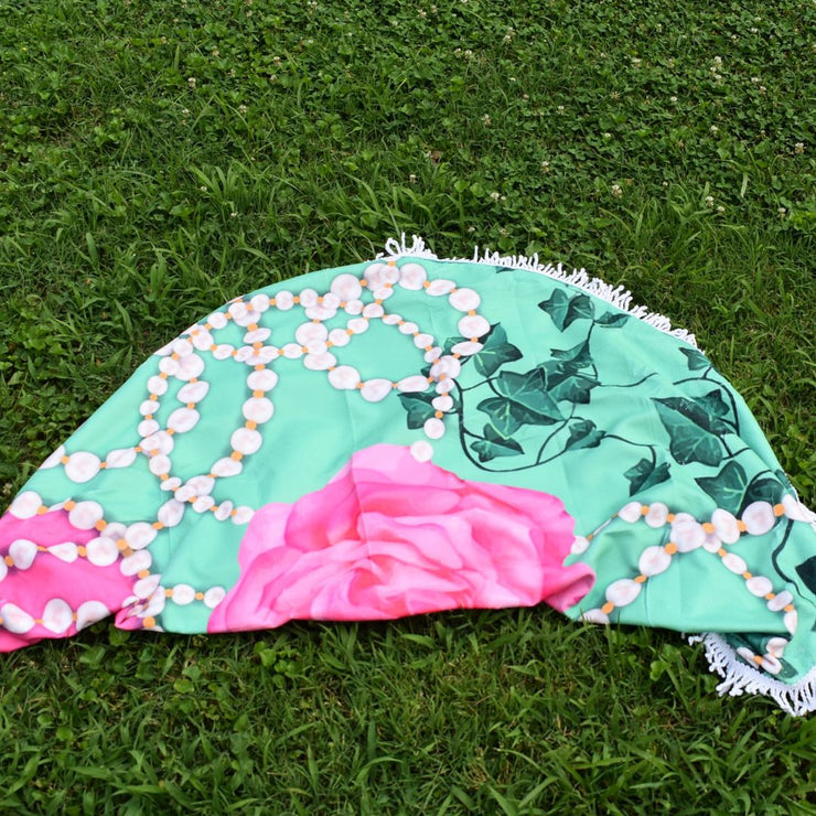 PNK Signature Pink & Green Beach Towel (Round)