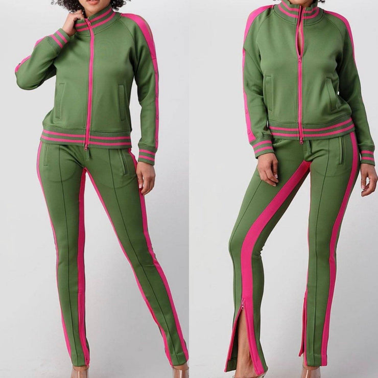 Pretty Girl Tracksuit (Green & Pink)