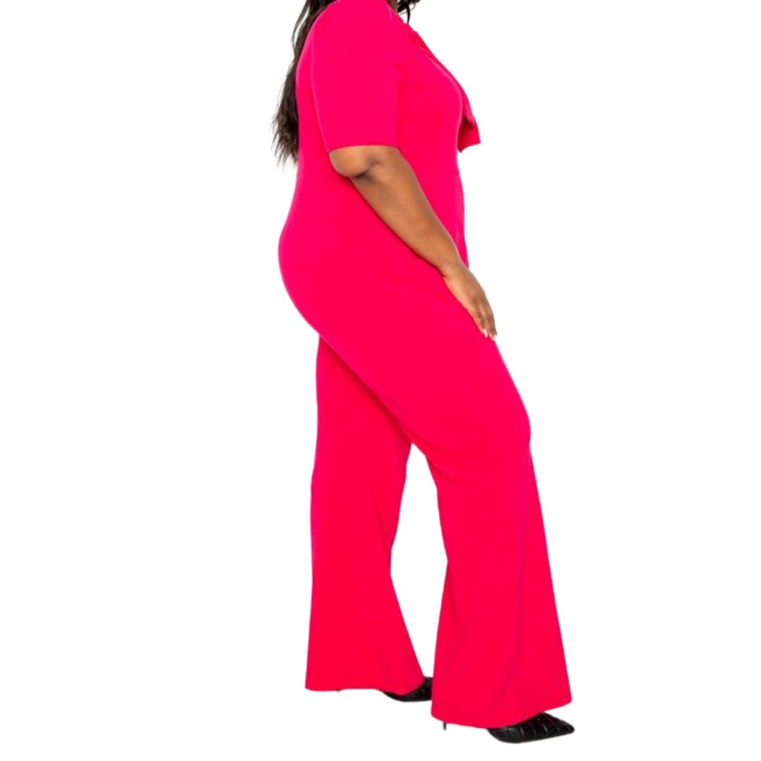 Puff Shoulder With Bow Jumpsuit (Curve)