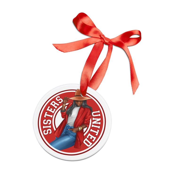 Red and White Sisters United Acrylic Ornament