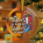 Sisters Red and White Glass Ornament