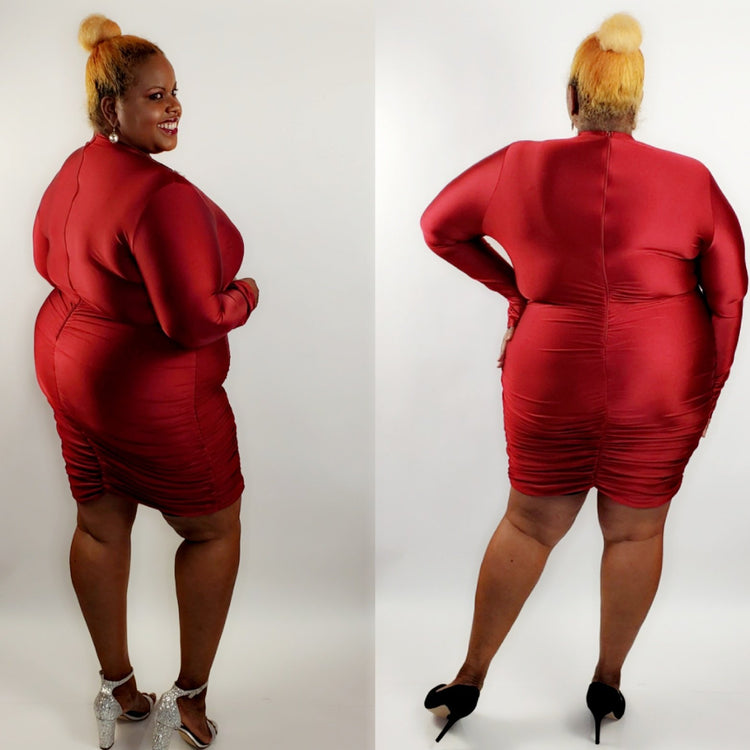 Serving Body Dress (Burgundy) - PNK Boutique