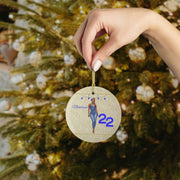 Nineteen 22 Blue and Gold Glass Ornament