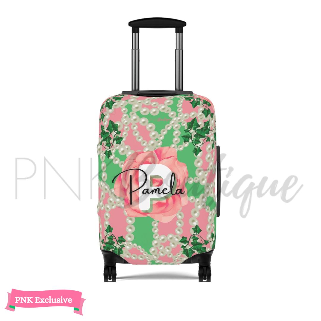 Signature 2 Pink & Green  Personalized Luggage Cover