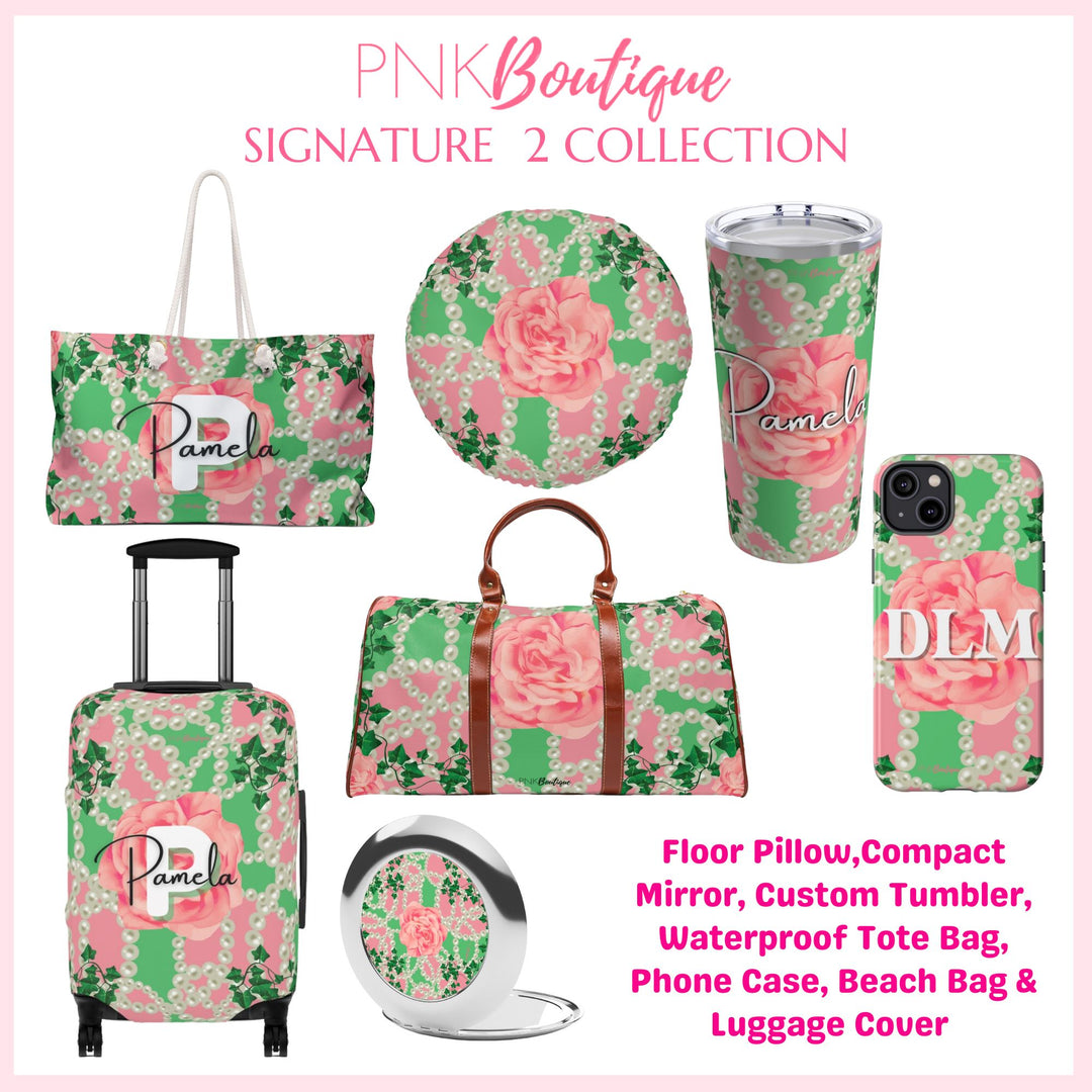 Signature 2 Pink & Green  Personalized Luggage Cover