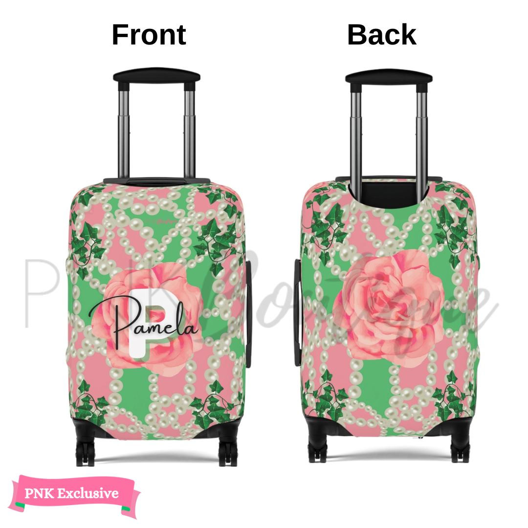 Signature 2 Pink & Green  Personalized Luggage Cover