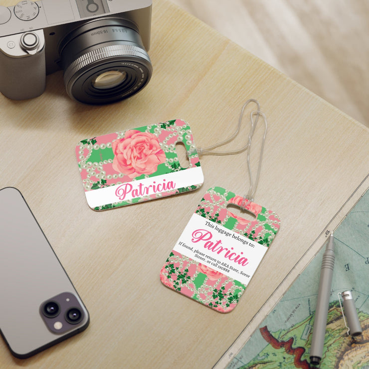 Signature 2 Pink and Green Luggage Tag
