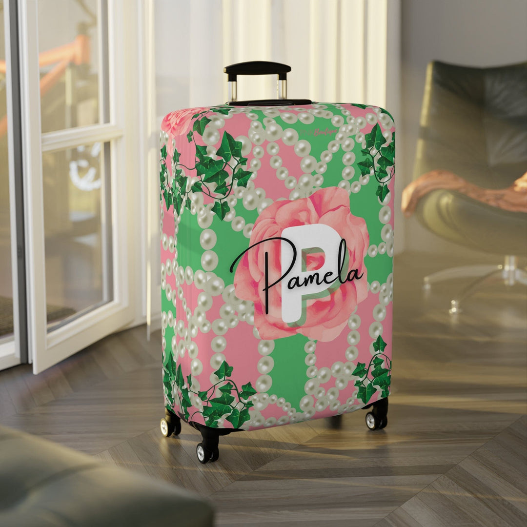 Signature 2 Pink & Green  Personalized Luggage Cover