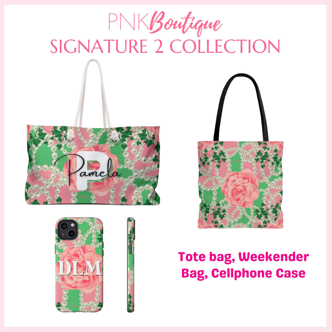 Signature 2 Pink & Green Tote Bag