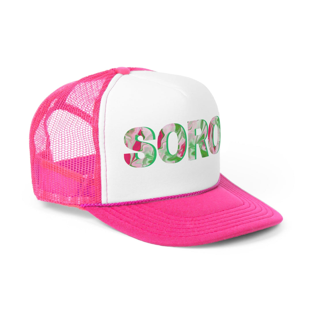 PNK Watercolor Pink & Green Soror Trucker Snap Back Cap