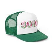 PNK Watercolor Pink & Green Soror Trucker Snap Back Cap