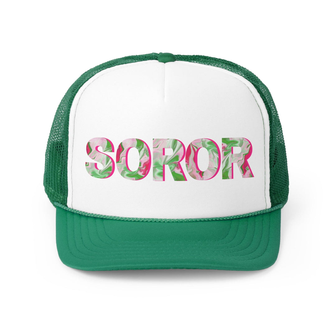 PNK Watercolor Pink & Green Soror Trucker Snap Back Cap