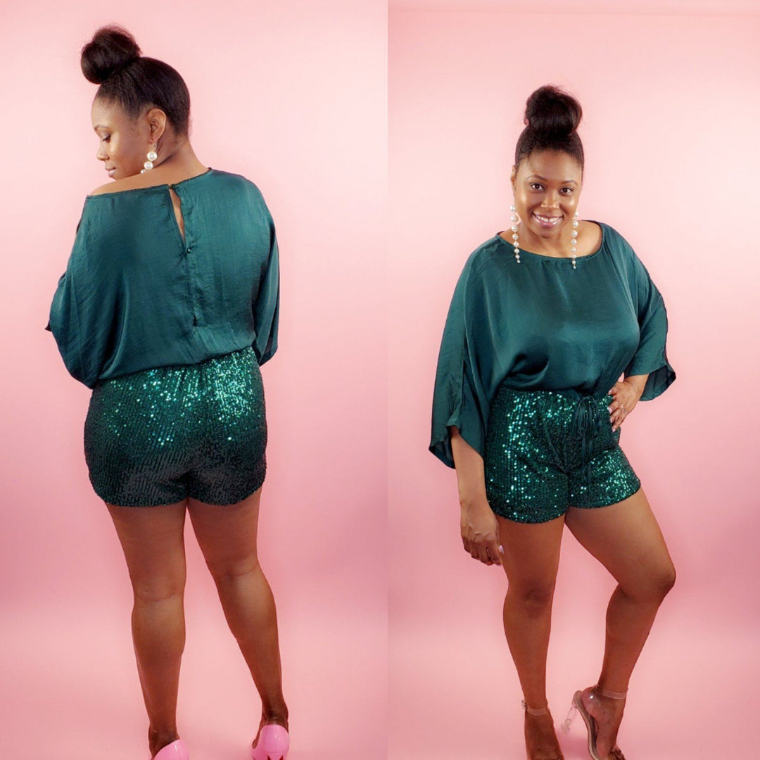 Sparkling Emerald Romper - PNK Boutique