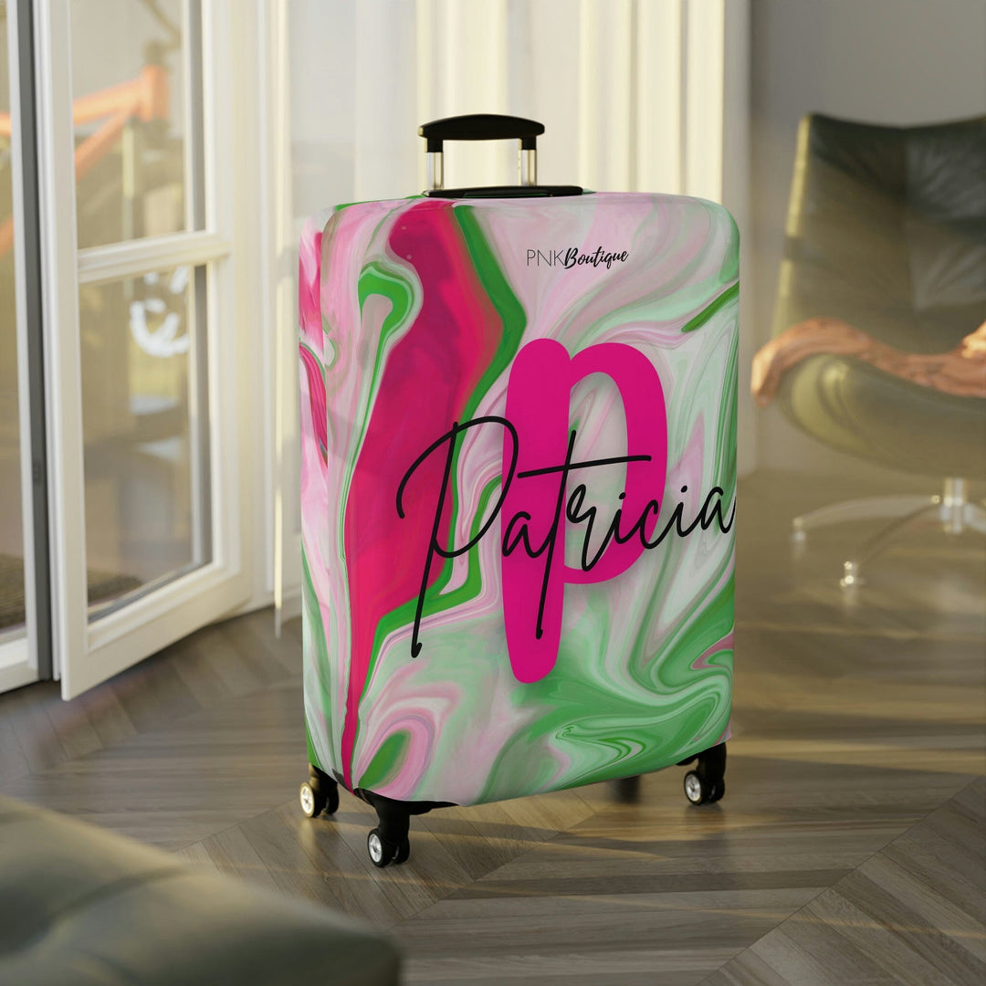 PNK Watercolor Pink & Green Personalized Luggage Cover