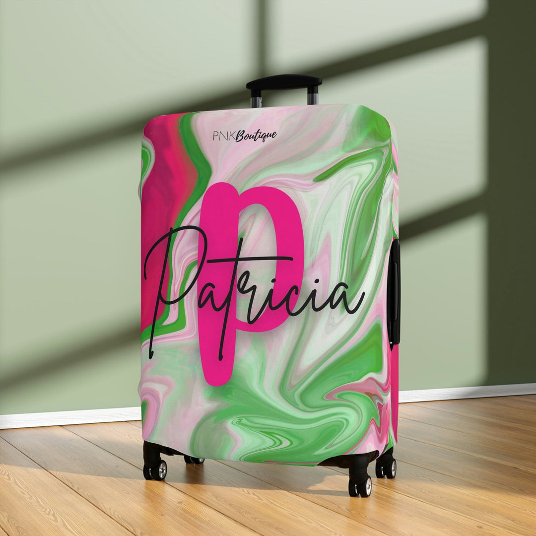 PNK Watercolor Pink & Green Personalized Luggage Cover