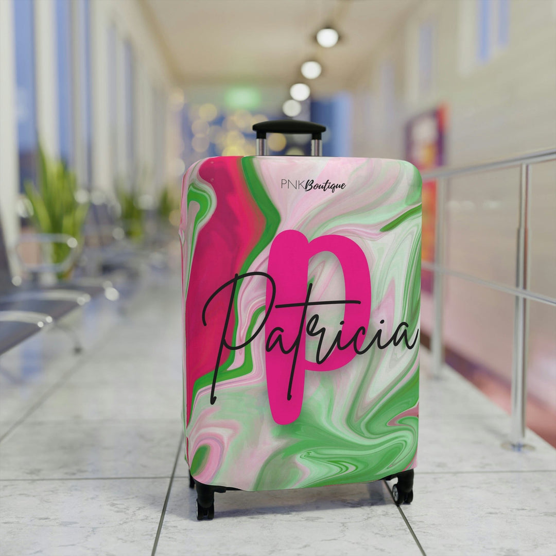 PNK Watercolor Pink & Green Personalized Luggage Cover