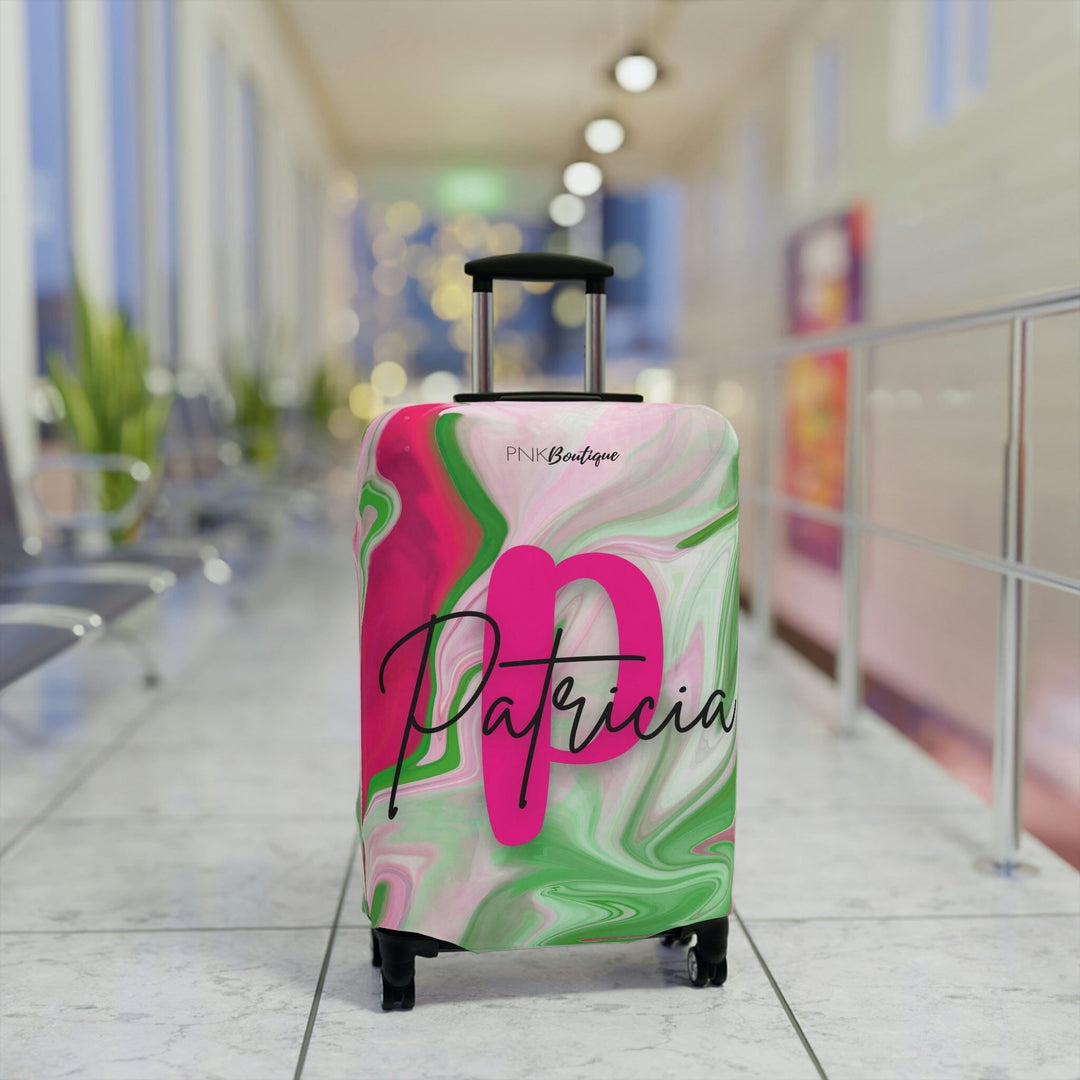 PNK Watercolor Pink & Green Personalized Luggage Cover