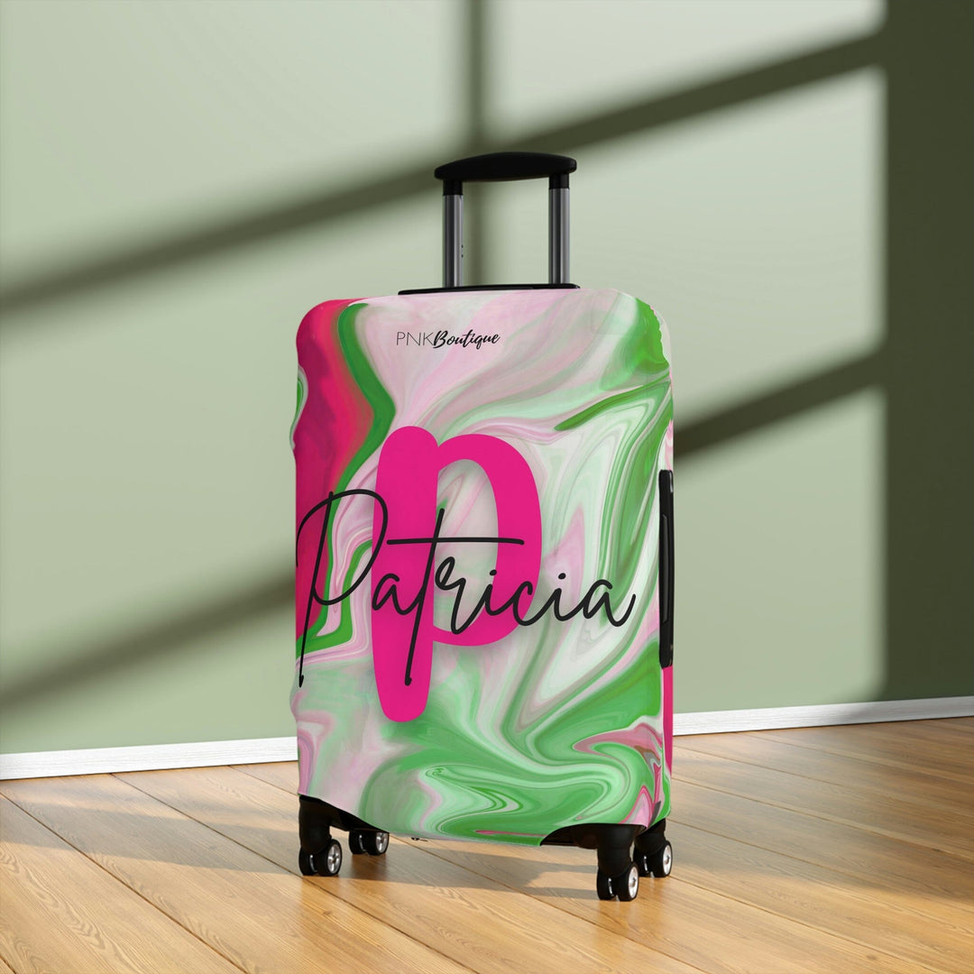 PNK Watercolor Pink & Green Personalized Luggage Cover