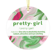 Watercolor Pretty Girl Glass Ornament