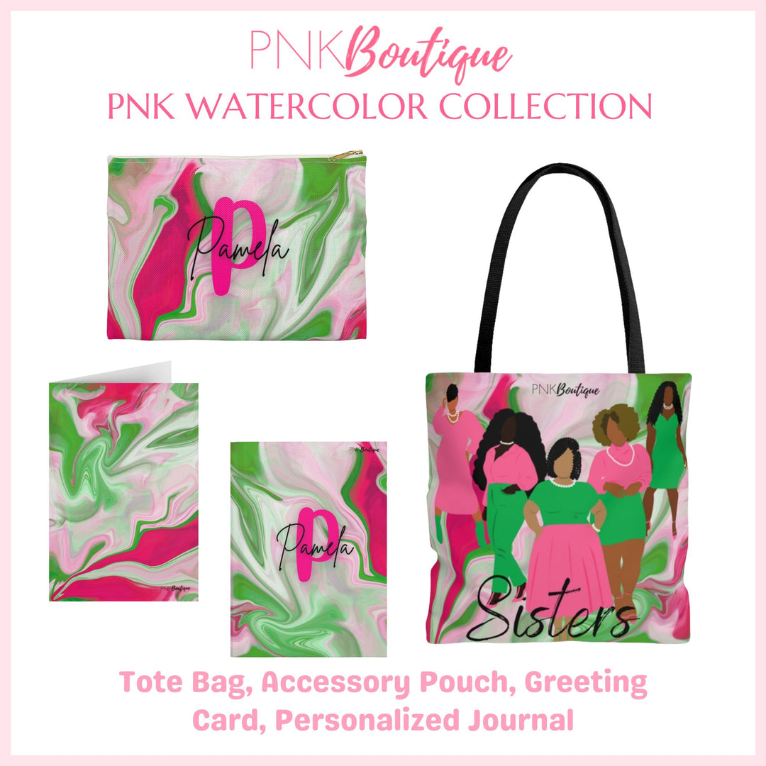 PNK Pink & Green Watercolor Personalized Journal