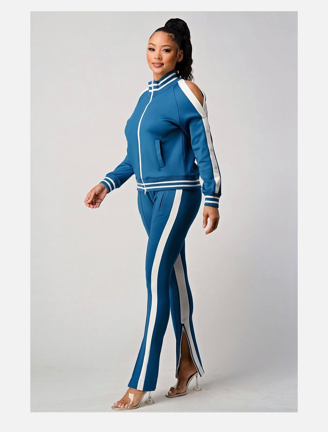 White Stripe Tracksuit (Brown)