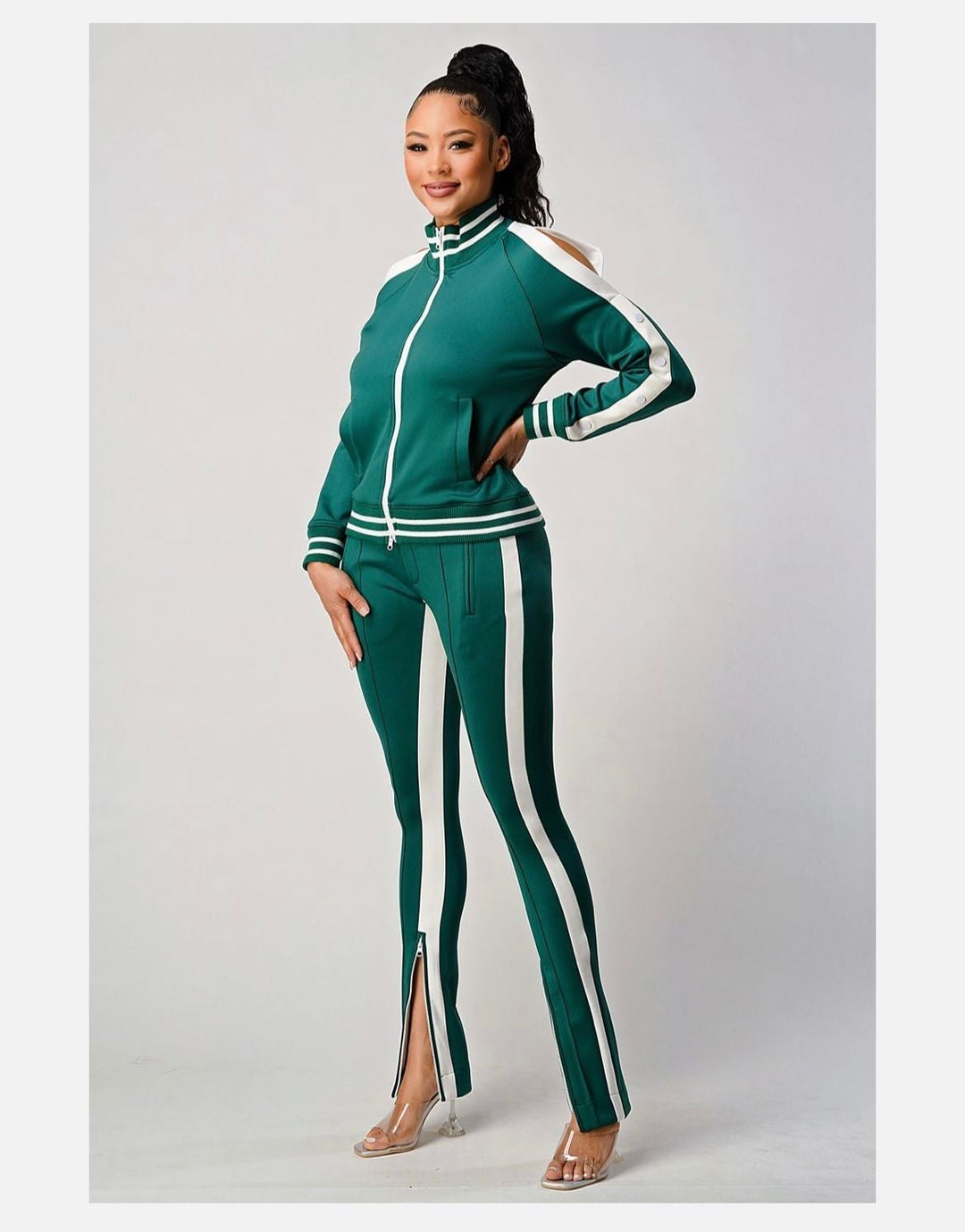 White Stripe Tracksuit (Brown)