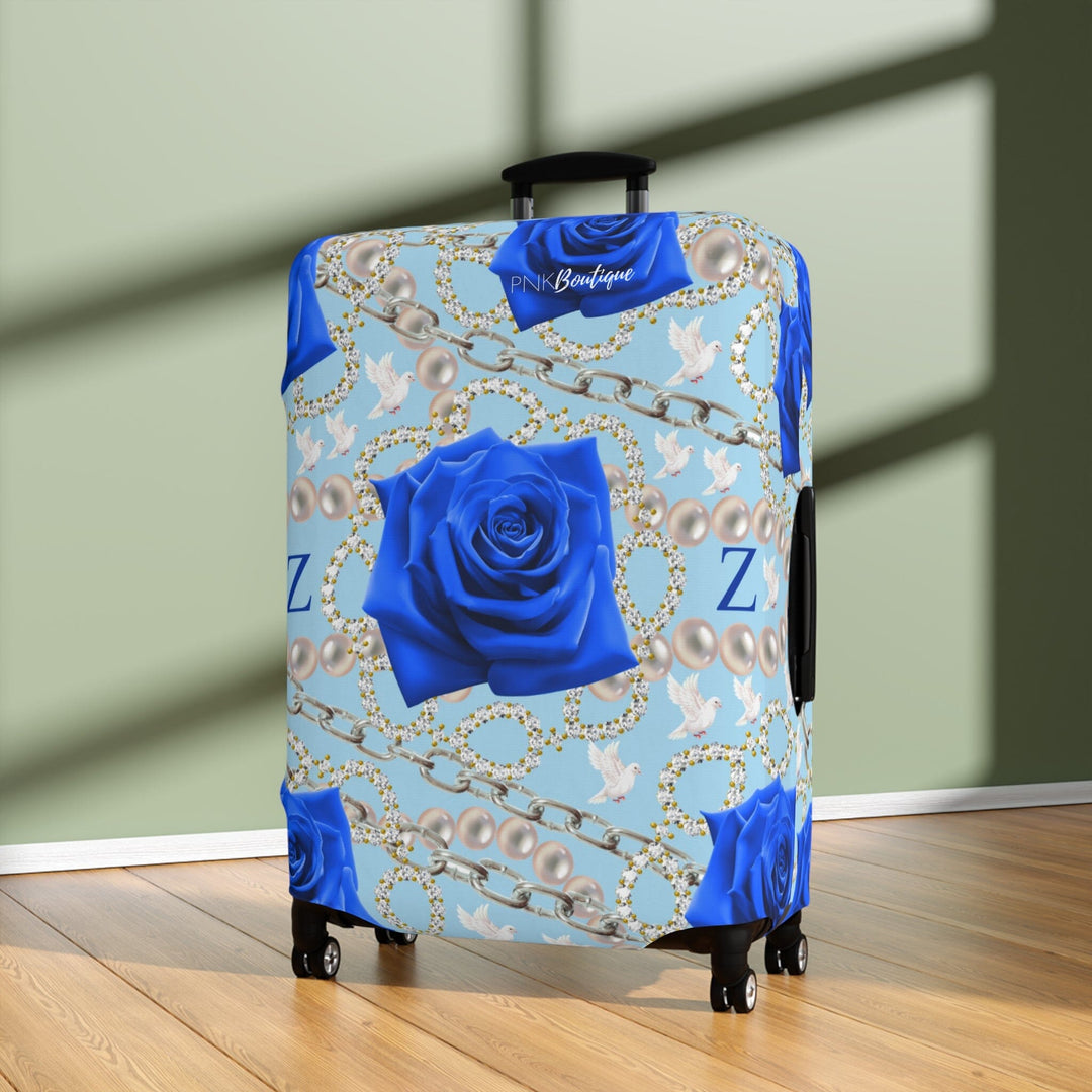 Zeta Blue and White Luggage Cover