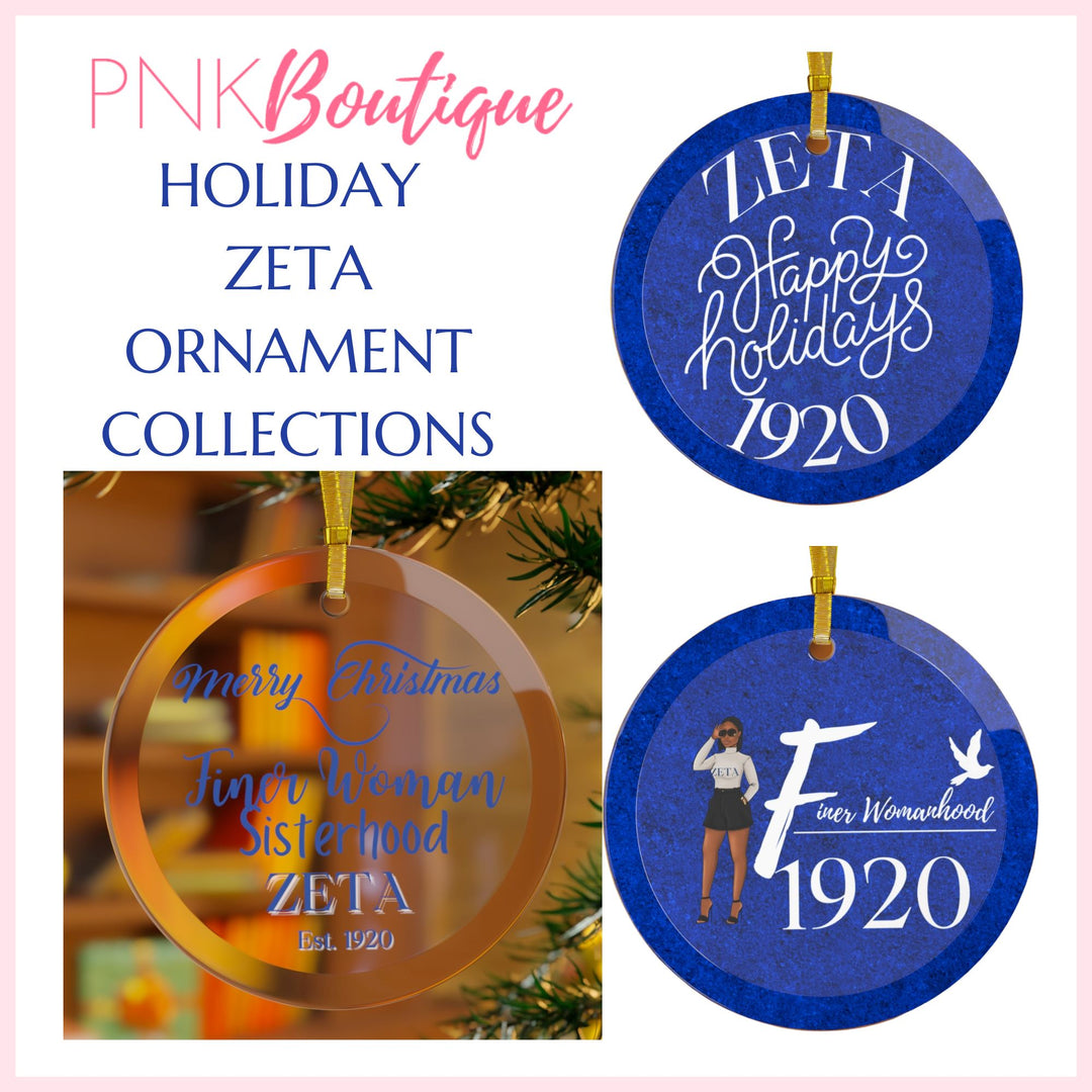 Zeta Happy Holiday Glass Ornament