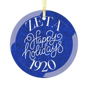 Zeta Happy Holiday Glass Ornament