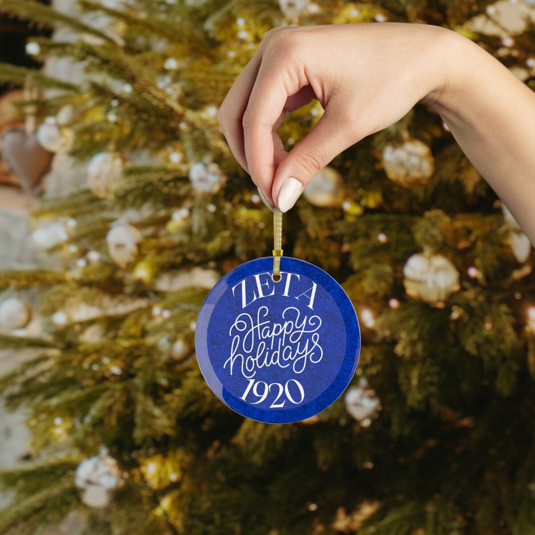 Zeta Happy Holiday Glass Ornament