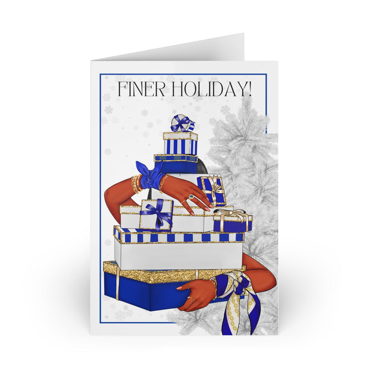 Finer Holiday Blue and Gold Greeting Cards (10-pcs)