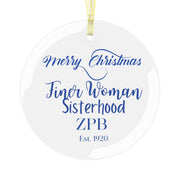 Finer Woman Blue and White Glass Ornament